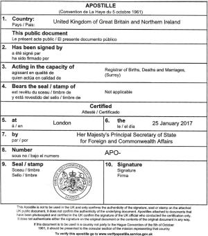 Certificate of uk fiscal residence apostille legalisation