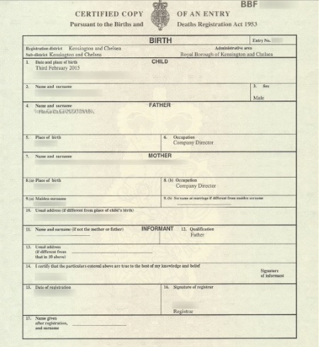 BIRTH CERTIFICATE APOSTILLE Legalisation Apostille UK