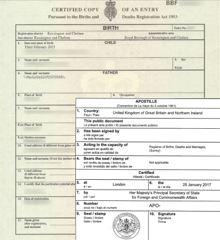 Apostille Legalisierung Großbritannien