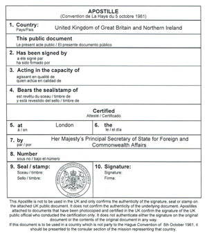 Apostille Großbritannien