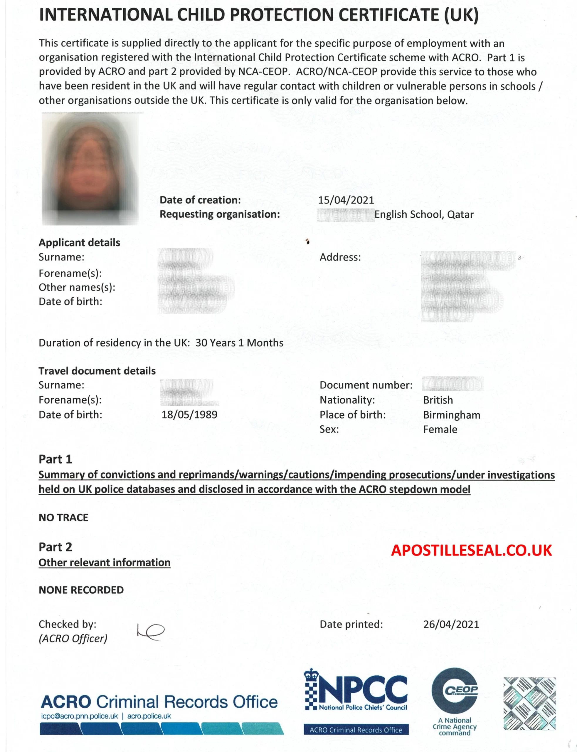 international child protection Apostille Acro Acro certificate apostille