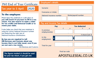 p60 apostille legalisation 